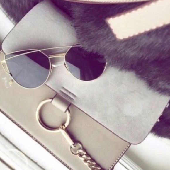 New?Oversized Cat Eye Gold Aviator Sunglasses